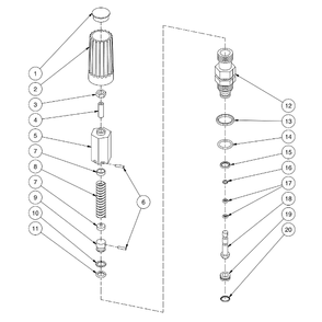 Unloader Repair Kit (70-0292) Diagram and Parts List for WP-2400-3MBB  Mi-T-M Pressure Washer