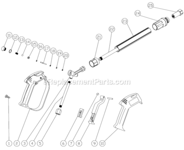 Gun Assembly Diagram and Parts List for CM-1250-C  Mi-T-M Pressure Washer
