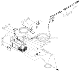 Frame Assembly Diagram and Parts List for CM-1250-C  Mi-T-M Pressure Washer