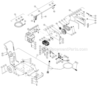Frame Assembly Diagram and Parts List for CM-2500-0MVB  Mi-T-M Pressure Washer