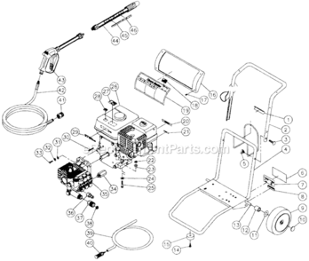 Frame Assembly Diagram and Parts List for CM-2703-0MHC  Mi-T-M Pressure Washer