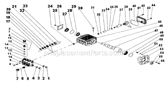 Pump Assembly Diagram and Parts List for CM-2804-0MHC  Mi-T-M Pressure Washer