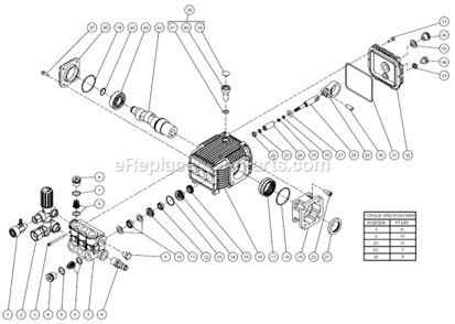 Pump Assembly Diagram and Parts List for CM-3000-0MLB-C  Mi-T-M Pressure Washer