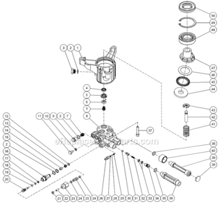 Pump Assembly Diagram and Parts List for CV-2400-4MHC  Mi-T-M Pressure Washer