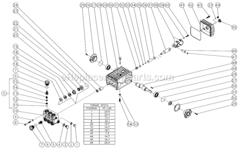 Pump Assembly Diagram and Parts List for CW-2405-4ME3  Mi-T-M Pressure Washer