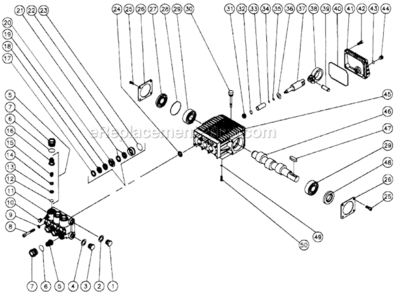 Pump Assembly Diagram and Parts List for CW-2504-CMV4  Mi-T-M Pressure Washer