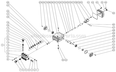 High Pressure Pump Diagram and Parts List for CW-2505-3MGV  Mi-T-M Pressure Washer
