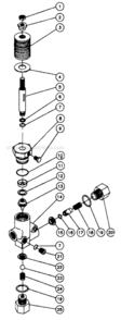 Unloader Assembly Diagram and Parts List for CW-3004-0ME3  Mi-T-M Pressure Washer