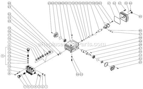 High Pressure Pump Diagram and Parts List for CW-3004-3MGV  Mi-T-M Pressure Washer