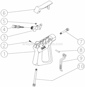 Gun Assembly Diagram and Parts List for CW-4003-3MGH After S/N 10070000 Mi-T-M Pressure Washer