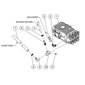 Pump Plumbing Diagram and Parts List for HS-3006-0MDK  Mi-T-M Pressure Washer