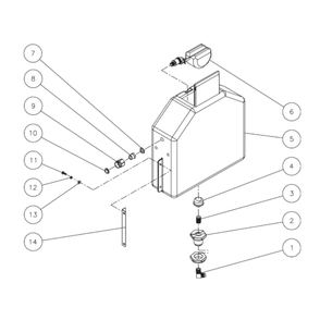 Float Tank Diagram and Parts List for HHD-3005-0E5G  Mi-T-M Pressure Washer