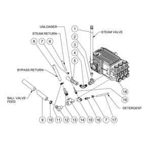 Pump Plumbing Diagram and Parts List for HDS-3505-1H6G  Mi-T-M Pressure Washer