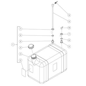 Burner Fuel Tank Diagram and Parts List for HDC-3505-0B7G  Mi-T-M Pressure Washer