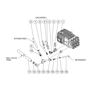 Pump Plumbing Diagram and Parts List for HDS-3006-0R7G  Mi-T-M Pressure Washer