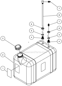 Fuel Tank Assembly Diagram and Parts List for HHS-303-0E1A  Mi-T-M Pressure Washer