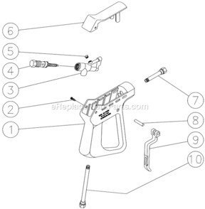 Gun Assembly Diagram and Parts List for HHS-303-0E1A  Mi-T-M Pressure Washer