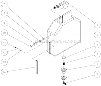 Float Tank Assembly Diagram and Parts List for HHS-303-1E1A  Mi-T-M Pressure Washer