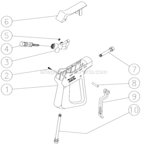 Gun Assembly Diagram and Parts List for HHS-303-1E1A  Mi-T-M Pressure Washer