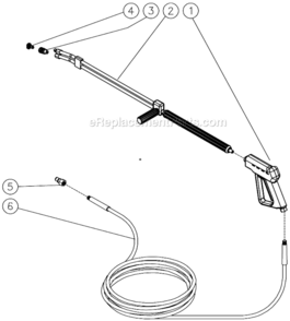 Gun/Wand/Hose Assembly Diagram and Parts List for HHSSERIES  Mi-T-M Pressure Washer