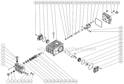 Pump Assembly After S/N 15045000 Diagram and Parts List for HHSSERIES  Mi-T-M Pressure Washer
