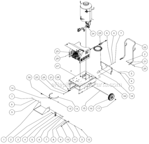 Frame Assembly Diagram and Parts List for HLP-0703-0M10  Mi-T-M Pressure Washer