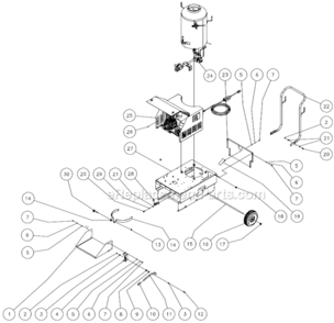 Frame Assembly Diagram and Parts List for HLP-1502-0M10  Mi-T-M Pressure Washer