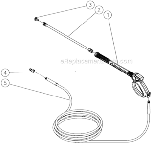Gun/Wand/Hose Assembly Diagram and Parts List for HLP-1502-0M10  Mi-T-M Pressure Washer