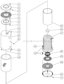 Boiler Assembly Diagram and Parts List for HS-2204-CMH1  Mi-T-M Pressure Washer