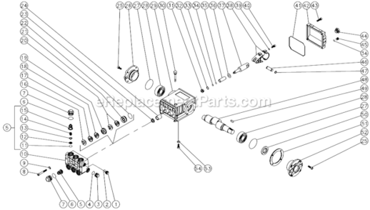 Pump Assembly Diagram and Parts List for HS-2204-CMH1  Mi-T-M Pressure Washer