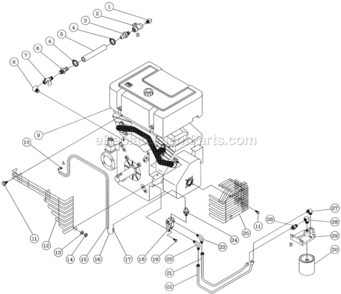 Engine Assembly Diagram and Parts List for HS-3005-CMV1  Mi-T-M Pressure Washer