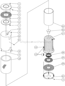 Boiler Assembly Diagram and Parts List for HS-3505-CMH1  Mi-T-M Pressure Washer