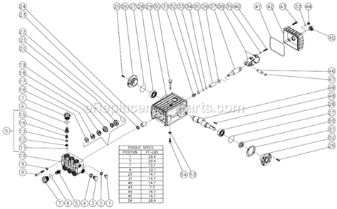 Pump Assembly Diagram and Parts List for HS-3505-CMH1  Mi-T-M Pressure Washer
