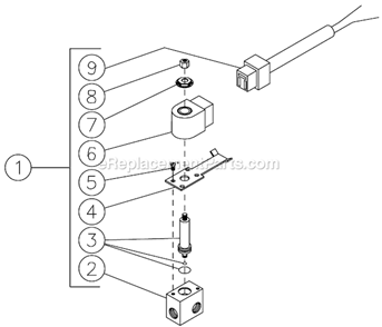 Fuel Solenoid Diagram and Parts List for HSD-3005-0MGV  Mi-T-M Pressure Washer