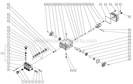 High Pressure Pump Diagram and Parts List for HSD-3005-0MGV  Mi-T-M Pressure Washer
