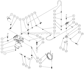 Pump/Unloader Assembly Diagram and Parts List for HSD-3005-0MGV  Mi-T-M Pressure Washer