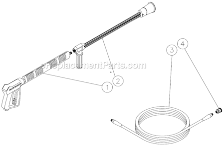 Gun/Lance/Hose Assembly Diagram and Parts List for HSD-3505-0MGH  Mi-T-M Pressure Washer