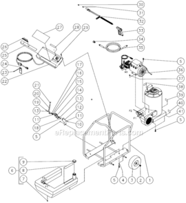 Frame Assembly B Diagram and Parts List for HSE-1002-0M11  Mi-T-M Pressure Washer