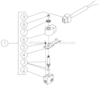 Fuel Solenoid Diagram and Parts List for HSE-1002-SM10  Mi-T-M Pressure Washer
