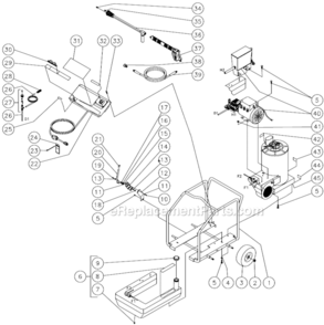 Frame Assembly A Diagram and Parts List for HSE-1502-0M10  Mi-T-M Pressure Washer
