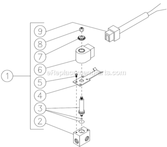 Fuel Solenoid Diagram and Parts List for HSE-2003-0M10  Mi-T-M Pressure Washer