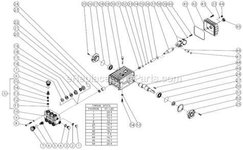 Pump Assembly Before S/N 15045000 Diagram and Parts List for HSE-2504-0M10  Mi-T-M Pressure Washer