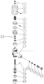 Unloader Diagram and Parts List for HSE-2504-0M30  Mi-T-M Pressure Washer