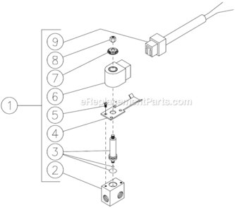 Fuel Solenoid Diagram and Parts List for HSE-3004-0M30  Mi-T-M Pressure Washer