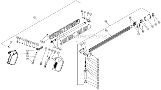 Gun/Wand And Adjustable Pressure Dual Lance Diagram and Parts List for HSP-2003-0MGH  Mi-T-M Pressure Washer