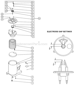 Boiler Assembly Diagram and Parts List for HSP-2003-0MGV  Mi-T-M Pressure Washer