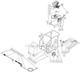 Frame Assembly Diagram and Parts List for HSP-2003-0MGV  Mi-T-M Pressure Washer