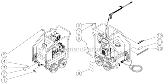Part Location Diagram of 34-9001 Mi-T-M Safety Decal Kit