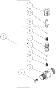 Detergent Injector Diagram and Parts List for HSP-2003-1MGH  Mi-T-M Pressure Washer