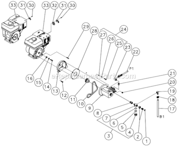 Engine/Pump Assembly After S/N 15012067 Diagram and Parts List for HSP-2003-1MGV  Mi-T-M Pressure Washer